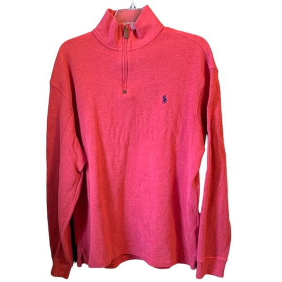 Quarter-Zip POLO RALPH LAUREN Men's Cotton Red Sweater Sz XL - Picture 2 of 6